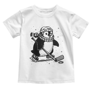 Cute Penguin Playing Ice Hockey Toddler T Shirt Funny Sports Lover Gift TS12 White Print Your Wear