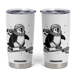 Cute Penguin Playing Ice Hockey Tumbler Cup Funny Sports Lover Gift TS12 White Print Your Wear