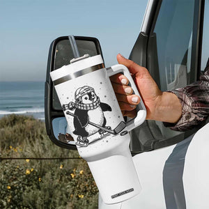 Cute Penguin Playing Ice Hockey Tumbler With Handle Funny Sports Lover Gift TS12 Print Your Wear