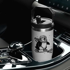 Cute Penguin Playing Ice Hockey Flip Straw Tumbler Funny Sports Lover Gift TS12 Print Your Wear