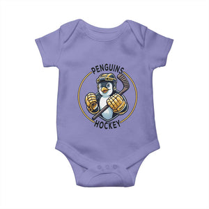 Funny Penguin Hockey Player Baby Onesie Gift For Animal Lovers TS12 Violet Print Your Wear