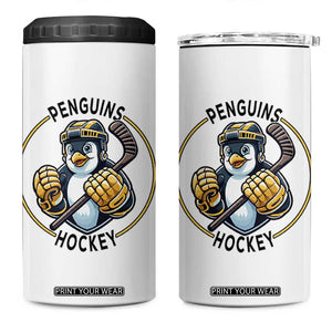 Funny Penguin Hockey Player 4 in 1 Can Cooler Tumbler Gift For Animal Lovers TS12 One Size: 16 oz White Print Your Wear