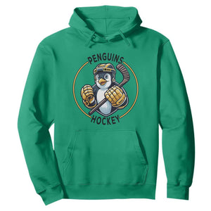 Funny Penguin Hockey Player Hoodie Gift For Animal Lovers TS12 Irish Green Print Your Wear