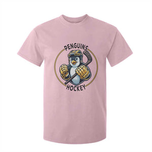 Funny Penguin Hockey Player T Shirt For Kid Gift For Animal Lovers TS12 Light Pink Print Your Wear