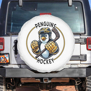 Funny Penguin Hockey Player Spare Tire Cover Gift For Animal Lovers TS12 No hole White Print Your Wear