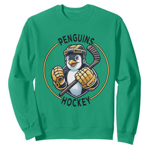 Funny Penguin Hockey Player Sweatshirt Gift For Animal Lovers TS12 Irish Green Print Your Wear