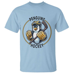 Funny Penguin Hockey Player T Shirt Gift For Animal Lovers TS12 Light Blue Print Your Wear