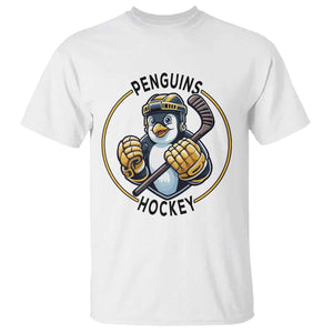 Funny Penguin Hockey Player T Shirt Gift For Animal Lovers TS12 White Print Your Wear