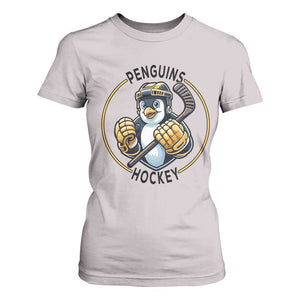 Funny Penguin Hockey Player T Shirt For Women Gift For Animal Lovers TS12 Ice Gray Print Your Wear