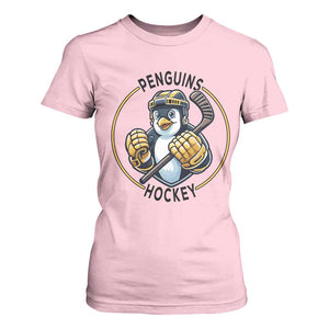 Funny Penguin Hockey Player T Shirt For Women Gift For Animal Lovers TS12 Light Pink Print Your Wear