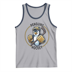 Funny Penguin Hockey Player Tank Top Gift For Animal Lovers TS12 Athletic Heather Navy Print Your Wear