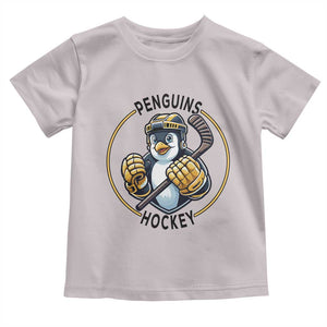 Funny Penguin Hockey Player Toddler T Shirt Gift For Animal Lovers TS12 Ice Gray Print Your Wear