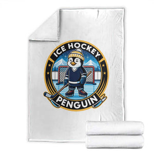 Funny Penguin Hockey Player Throw Blanket Sports Fan Gift TS12 White Print Your Wear