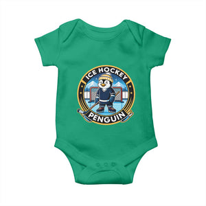 Funny Penguin Hockey Player Baby Onesie Sports Fan Gift TS12 Irish Green Print Your Wear