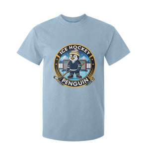 Funny Penguin Hockey Player T Shirt For Kid Sports Fan Gift TS12 Light Blue Print Your Wear