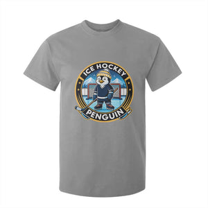 Funny Penguin Hockey Player T Shirt For Kid Sports Fan Gift TS12 Sport Gray Print Your Wear