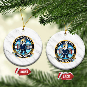 Funny Penguin Hockey Player Ceramic Ornament Sports Fan Gift TS12 1pc White Marble Print Your Wear