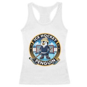 Funny Penguin Hockey Player Racerback Tank Top Sports Fan Gift TS12 White Print Your Wear
