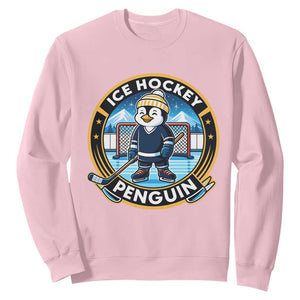 Funny Penguin Hockey Player Sweatshirt Sports Fan Gift TS12 Light Pink Print Your Wear