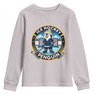 Funny Penguin Hockey Player Youth Sweatshirt Sports Fan Gift TS12 Ice Gray Print Your Wear