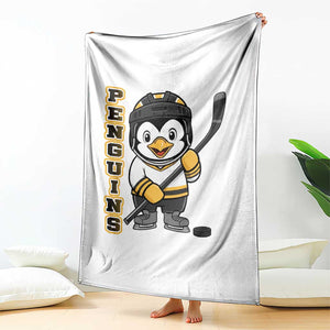 Funny Penguin Playing Ice Hockey Throw Blanket Gift For Kids TS12 Print Your Wear