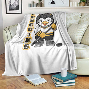 Funny Penguin Playing Ice Hockey Throw Blanket Gift For Kids TS12 Print Your Wear