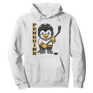 Funny Penguin Playing Ice Hockey Hoodie Gift For Kids TS12 White Print Your Wear
