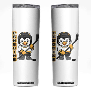 Funny Penguin Playing Ice Hockey Skinny Tumbler Gift For Kids TS12 White Print Your Wear