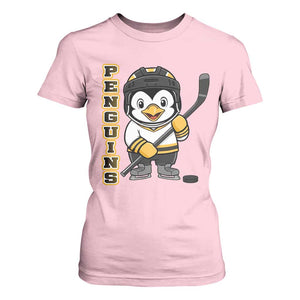 Funny Penguin Playing Ice Hockey T Shirt For Women Gift For Kids TS12 Light Pink Print Your Wear