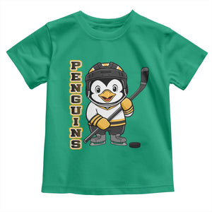 Funny Penguin Playing Ice Hockey Toddler T Shirt Gift For Kids TS12 Irish Green Print Your Wear