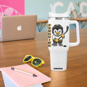 Funny Penguin Playing Ice Hockey Tumbler With Handle Gift For Kids TS12 Print Your Wear