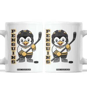 Funny Penguin Playing Ice Hockey Coffee Mug Gift For Kids TS12 White Print Your Wear