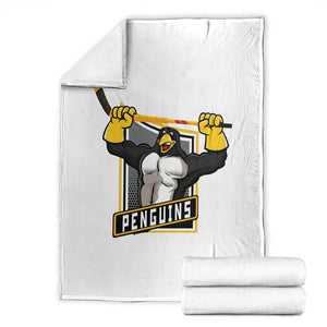 Funny Ice Hockey Player Gift Throw Blanket Penguin Power TS12 White Print Your Wear