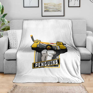 Funny Ice Hockey Player Gift Throw Blanket Penguin Power TS12 Print Your Wear