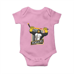 Funny Ice Hockey Player Gift Baby Onesie Penguin Power TS12 Light Pink Print Your Wear