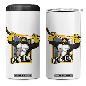 Funny Ice Hockey Player Gift 4 in 1 Can Cooler Tumbler Penguin Power TS12 One Size: 16 oz White Print Your Wear