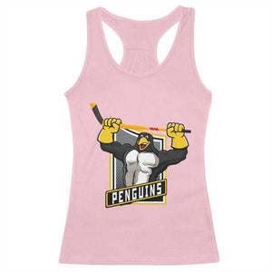 Funny Ice Hockey Player Gift Racerback Tank Top Penguin Power TS12 Light Pink Print Your Wear
