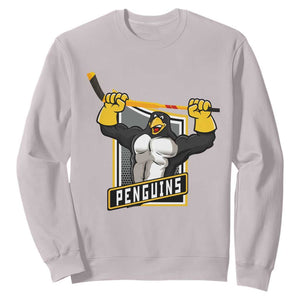 Funny Ice Hockey Player Gift Sweatshirt Penguin Power TS12 Ice Gray Print Your Wear