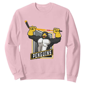 Funny Ice Hockey Player Gift Sweatshirt Penguin Power TS12 Light Pink Print Your Wear
