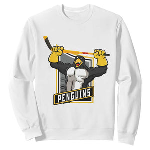 Funny Ice Hockey Player Gift Sweatshirt Penguin Power TS12 White Print Your Wear