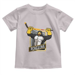 Funny Ice Hockey Player Gift Toddler T Shirt Penguin Power TS12 Ice Gray Print Your Wear