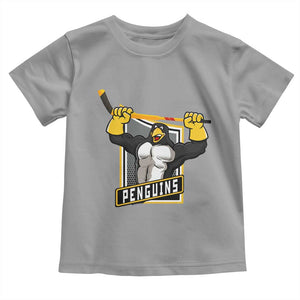 Funny Ice Hockey Player Gift Toddler T Shirt Penguin Power TS12 Sport Gray Print Your Wear