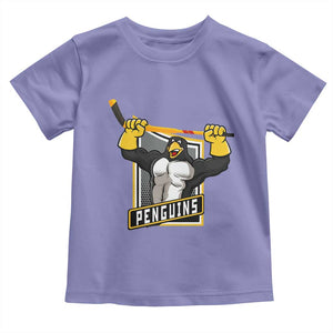 Funny Ice Hockey Player Gift Toddler T Shirt Penguin Power TS12 Violet Print Your Wear