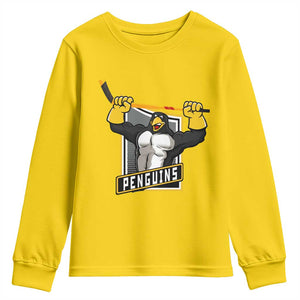 Funny Ice Hockey Player Gift Youth Sweatshirt Penguin Power TS12 Daisy Print Your Wear