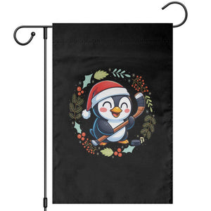 Cute Penguin Playing Ice Hockey Garden Flag Funny Christmas Gift TS12 Black Print Your Wear