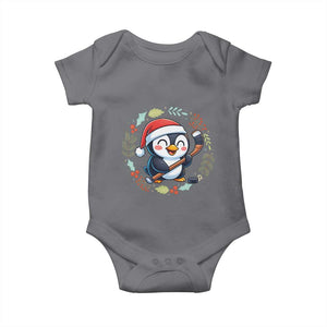 Cute Penguin Playing Ice Hockey Baby Onesie Funny Christmas Gift TS12 Charcoal Print Your Wear