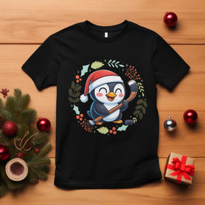Cute Penguin Playing Ice Hockey T Shirt Funny Christmas Gift TS12 Black Print Your Wear
