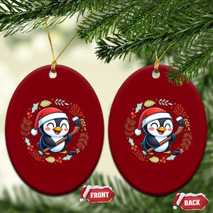 Cute Penguin Playing Ice Hockey Ceramic Ornament Funny Christmas Gift TS12 Print Your Wear