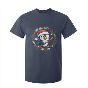 Cute Penguin Playing Ice Hockey T Shirt For Kid Funny Christmas Gift TS12 Navy Print Your Wear