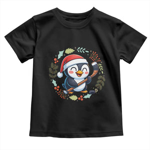 Cute Penguin Playing Ice Hockey Toddler T Shirt Funny Christmas Gift TS12 Black Print Your Wear